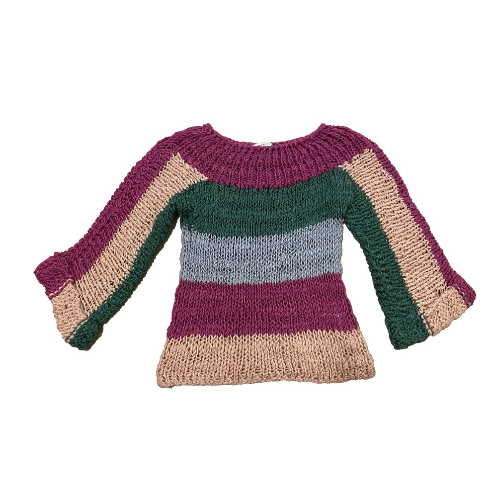 Natasha Zinko Hand Knit Wool Silk Sweater Jumper Colorblock Designer Luxury